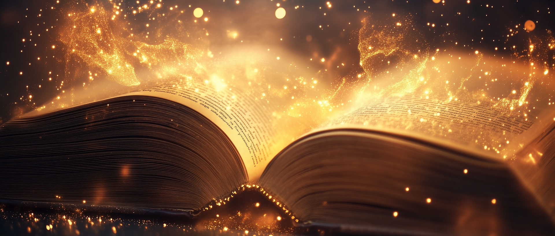 Magical book with golden glow