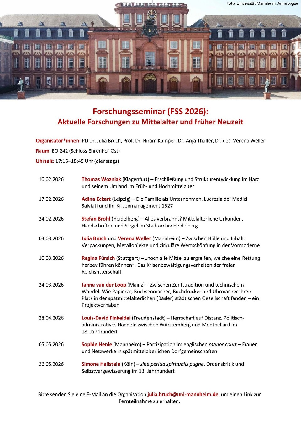 Programm des Forschungsseminars im FSS 2026