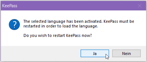 Screenshot KeePass neu starten