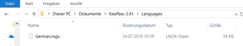 Screenshot Ordner Sprachpaket