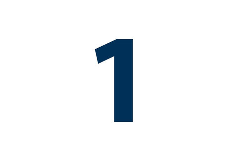 The number "one" can be seen in blue on a white background.