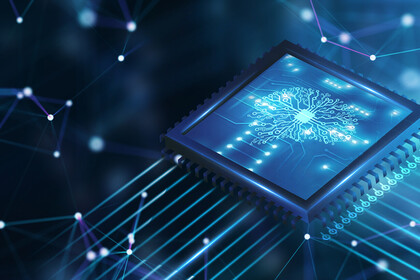 Header image with blue background and visualization of data streams