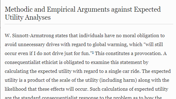 Screenshot Springer Link einer Publikation vom 30 September 2020 zu "Utilitarism and Heuristics" von Bernward Gesang