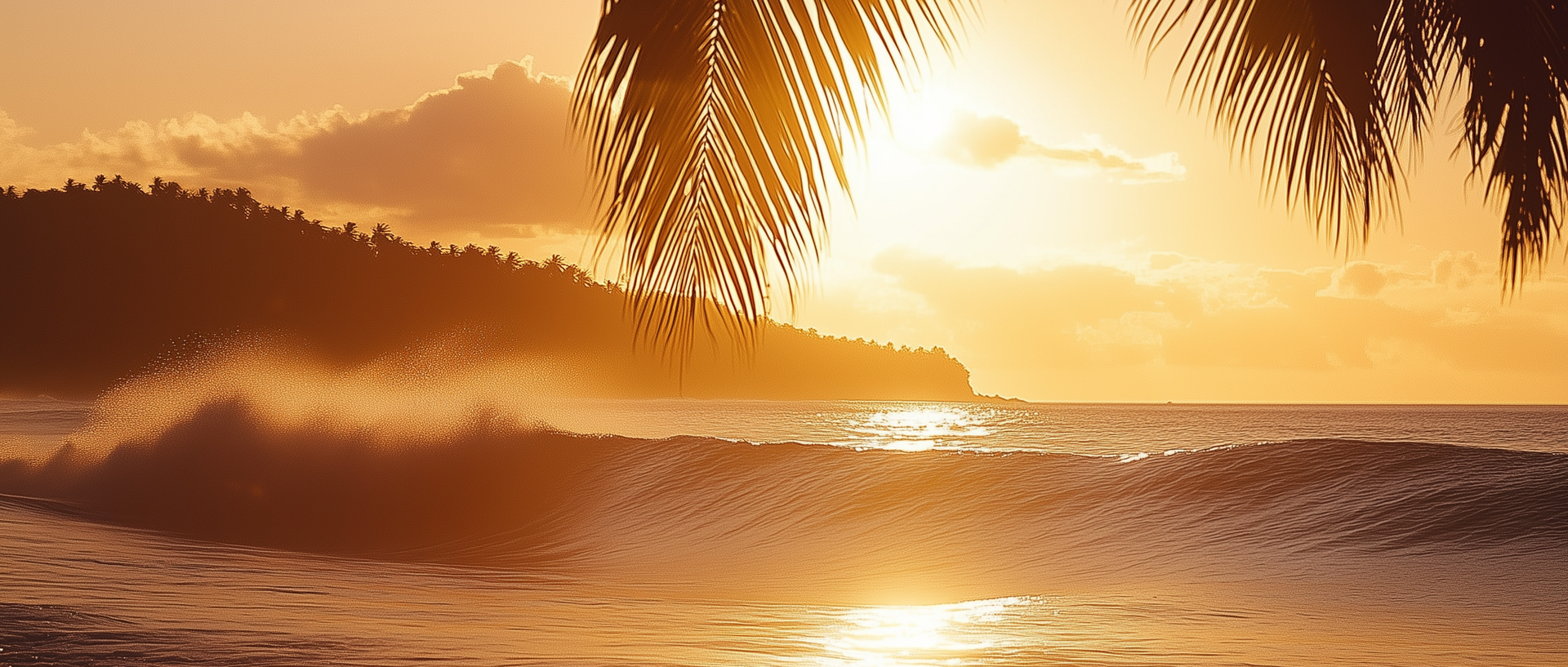 Beach in golden sunset