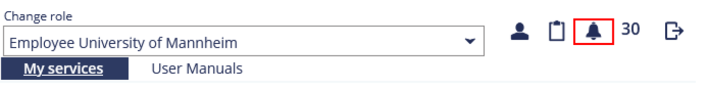 A screenshot of the Portal² website showing the “Bell” button for notifications outlined in a red box.
