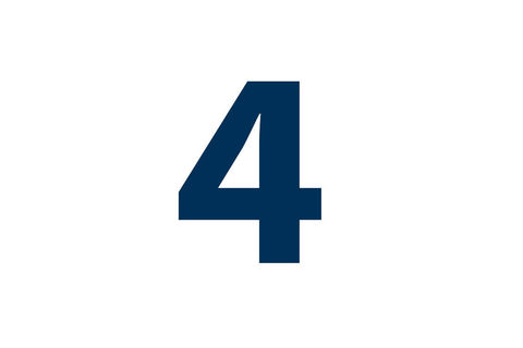 The number "four" can be seen in blue on a white background.