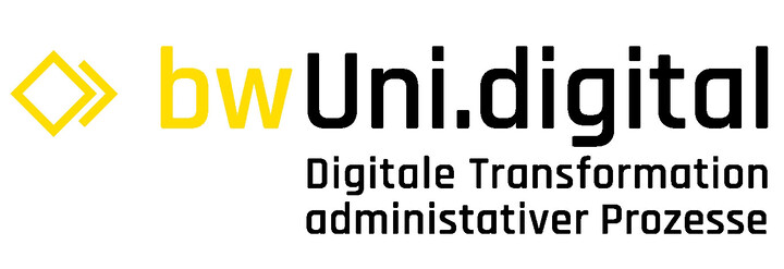 Logo der bwUni.digital. Untertitel: Digitale Transformation administrativer Prozesse
