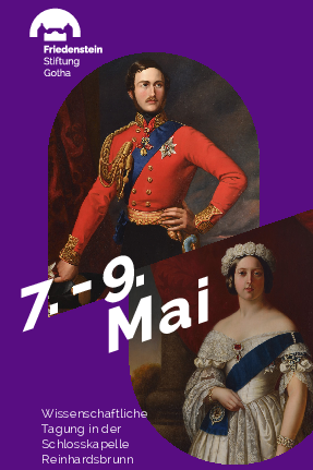 Ein Mann und eine Frau aus dem 19. Jahrhundert vor violettem Hintergrund mit weißer Schrift
