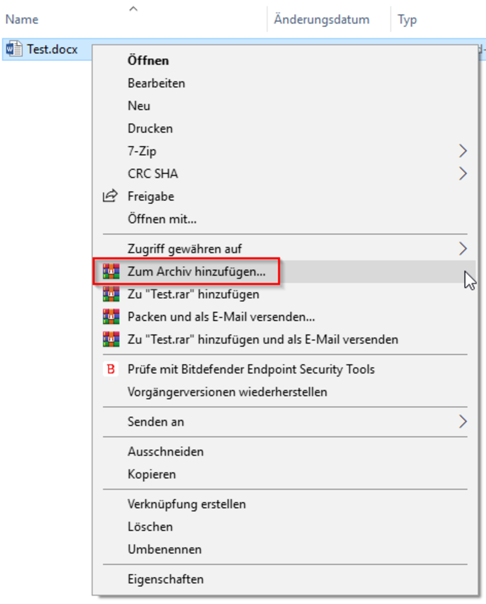 Screenshot Datei oder Ordner auswählen