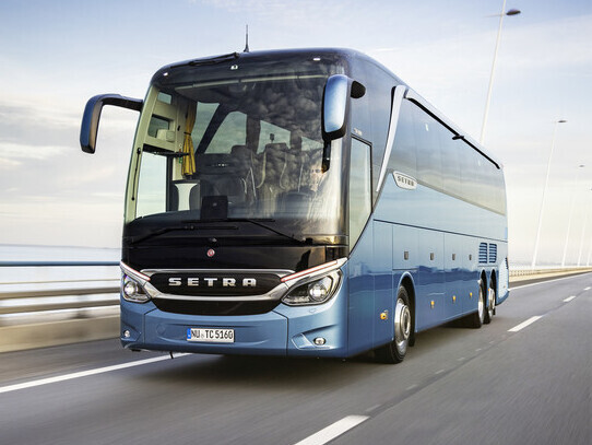 Bus travelling on a multi-lane road