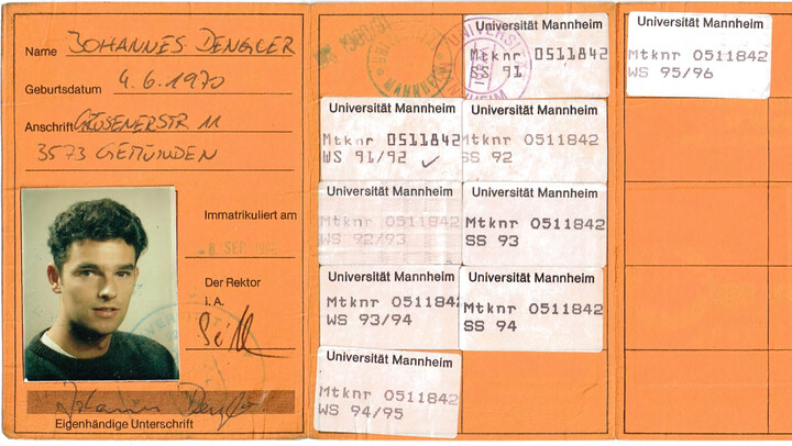 Studierendenausweis von Johannes Dengler.
