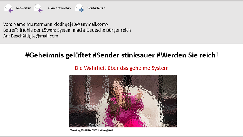 Screenshot einer Phishingmail