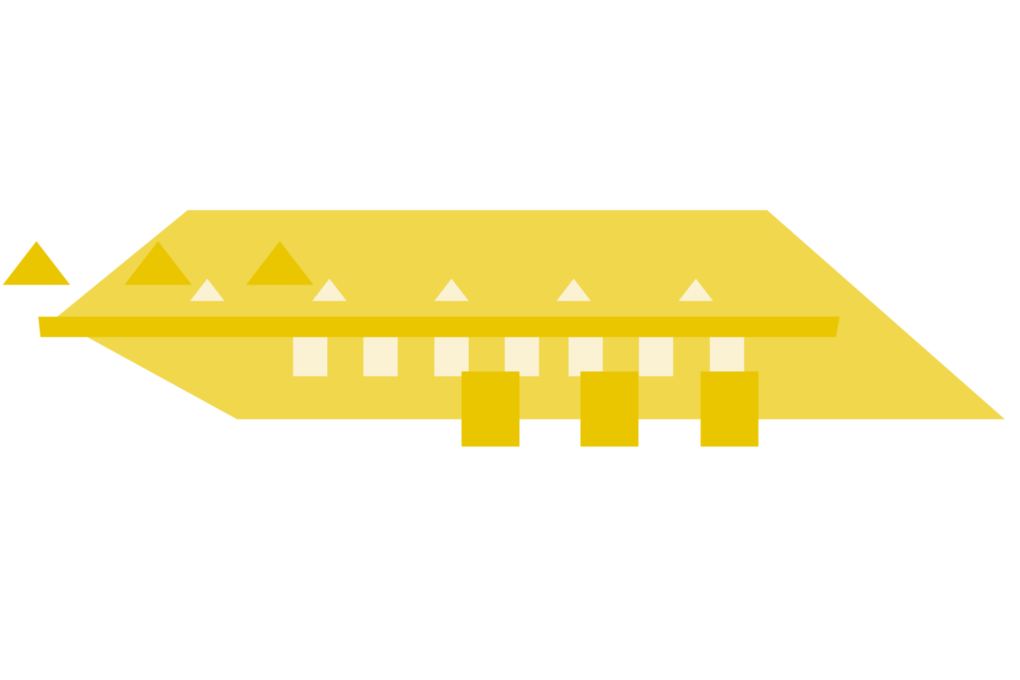 Ein gelber Dachbaustein. Zusammen mit den anderen Grafiken bildet er ein buntes Mannheimer Schloss. 