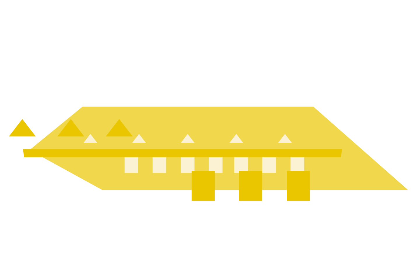 Ein gelber Dachbaustein. Zusammen mit den anderen Grafiken bildet er ein buntes Mannheimer Schloss.