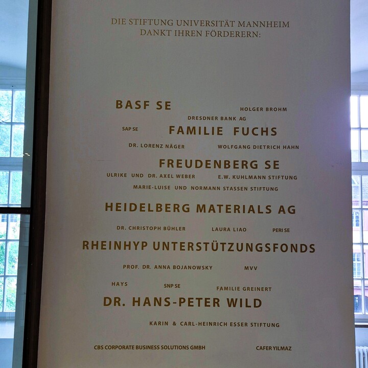 Fördererwand der Stiftung Universitätt Mannheim Erweiterung Jahr 2026