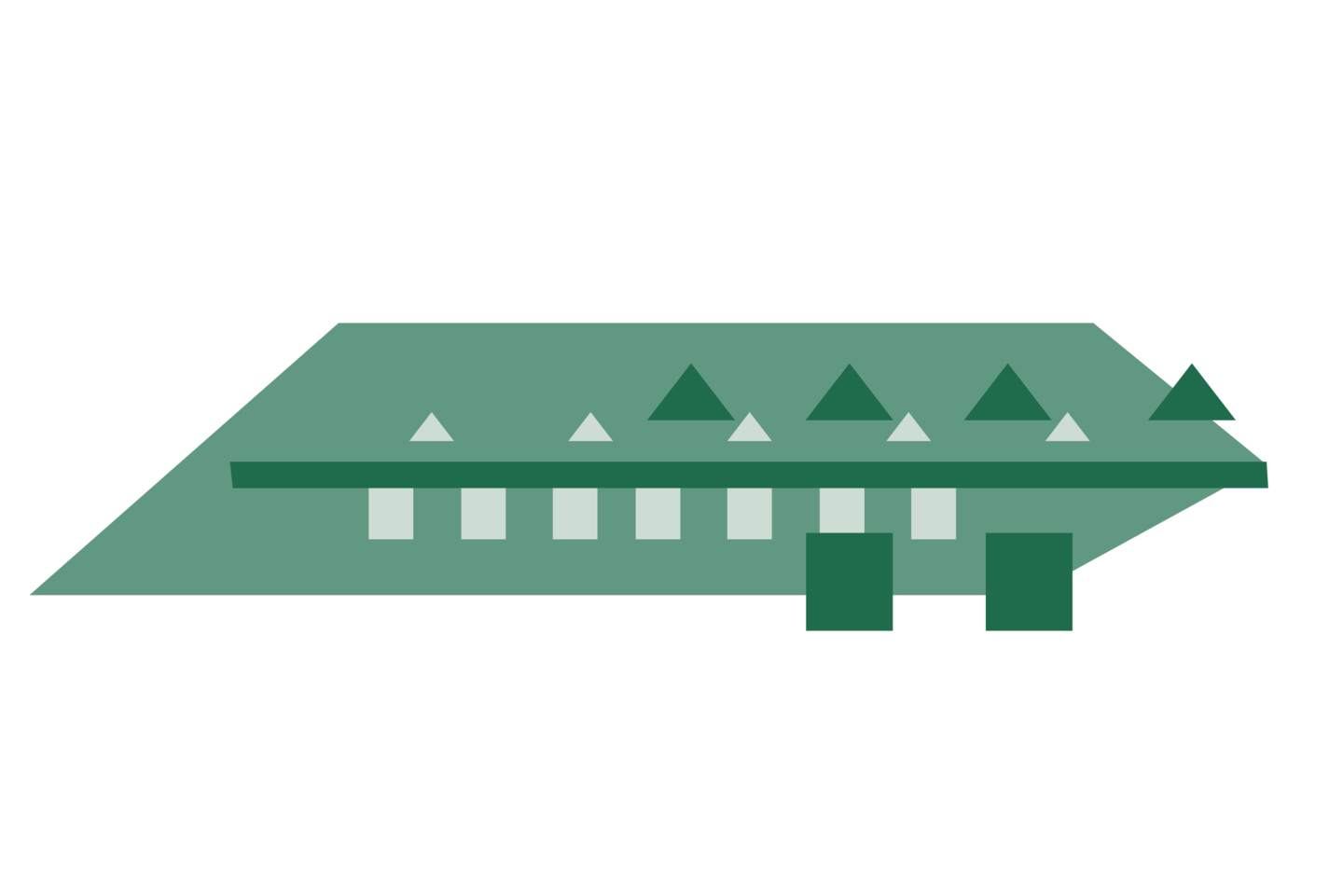 A green part of the roof. The various colorful illustrations are the components of a colorful Mannheim Schloss.