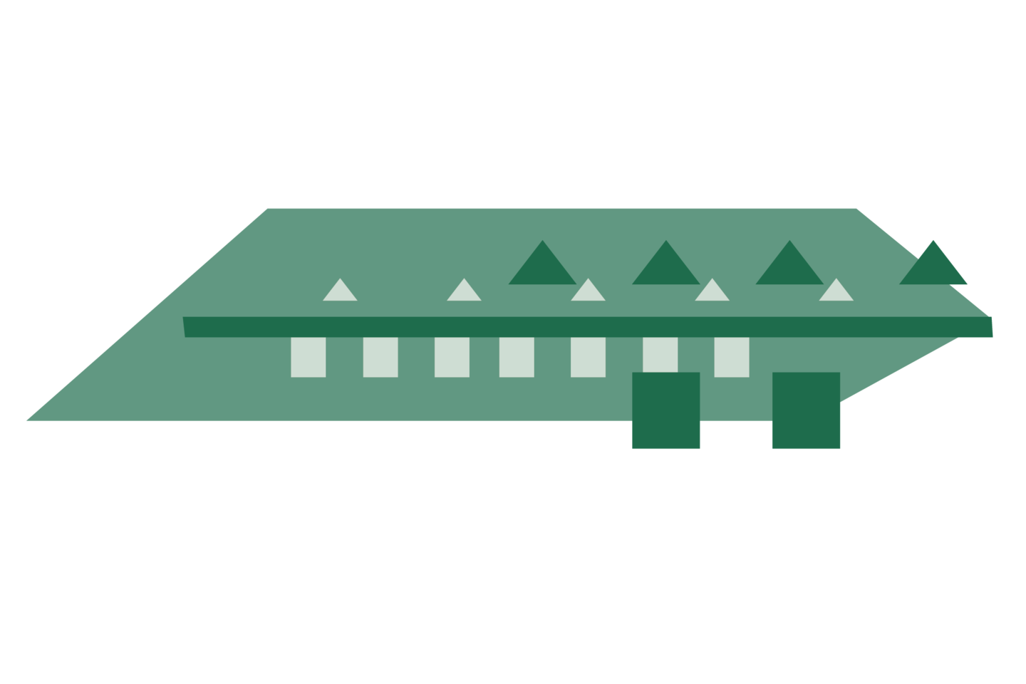 A green part of the roof. The various colorful illustrations are the components of a colorful Mannheim Schloss.