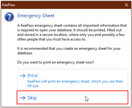 Screenshot Print emergency sheet
