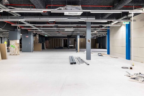 Innenaufnahme der Baustelle des T1 Fitnessstudios