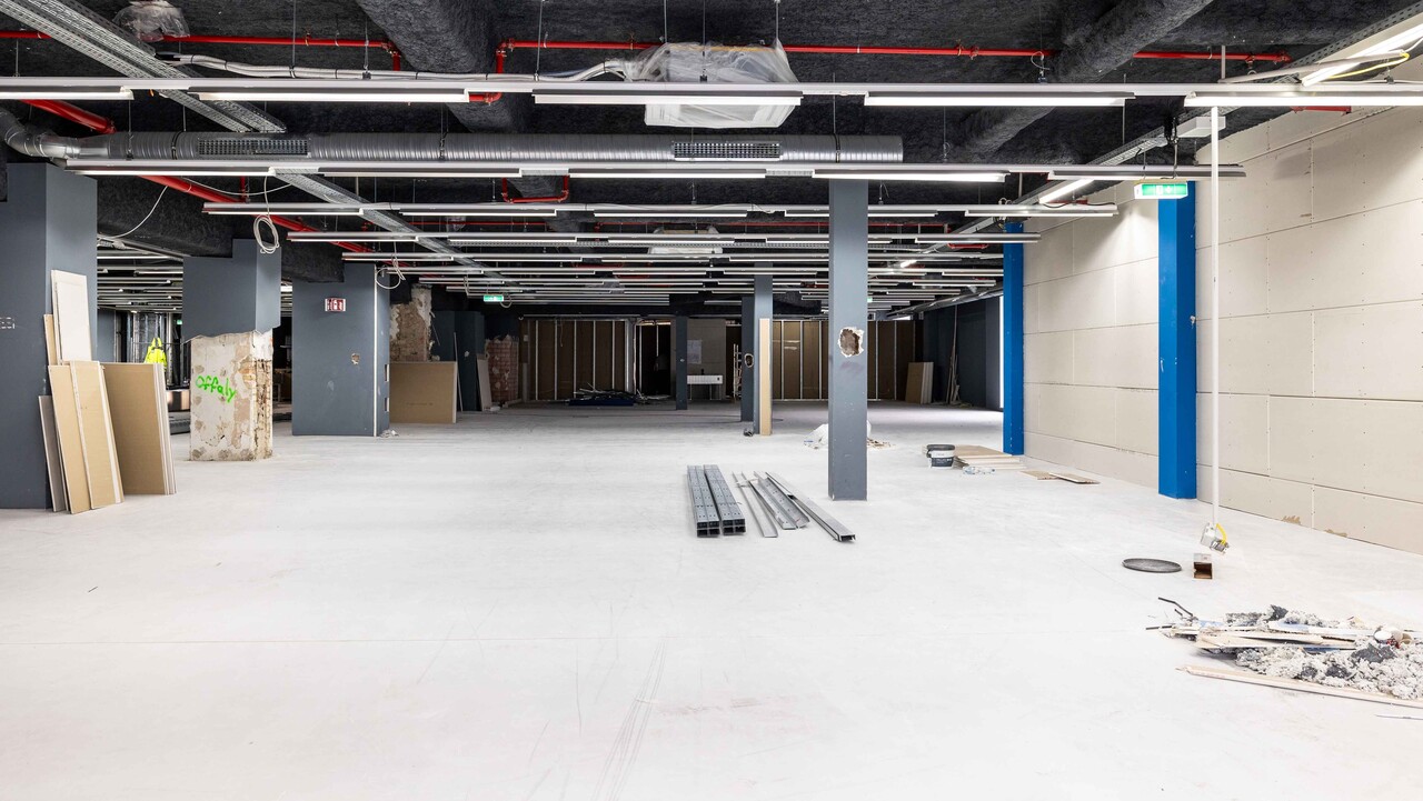 Innenaufnahme der Baustelle des T1 Fitnessstudios