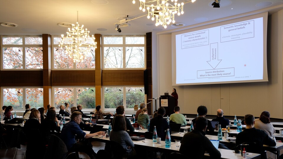 Picture showing audience of SMiP members watching a keynote talk