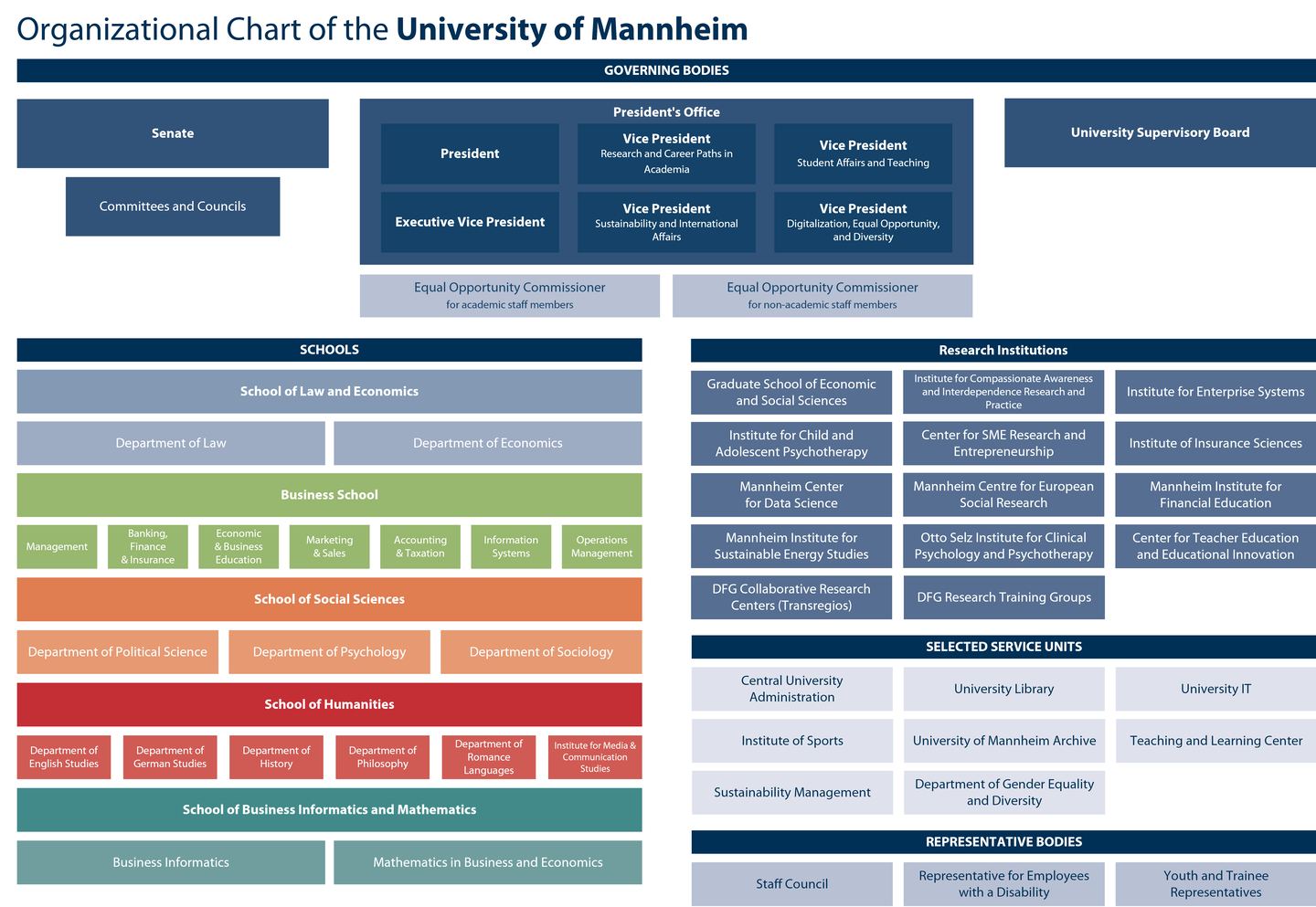 Organizational chart of the University of Mannheim