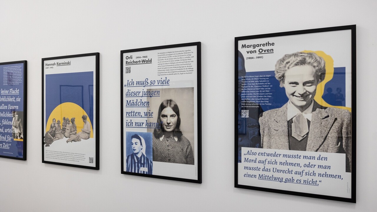 Portrait mit Frauen und begleitenden Infotexten.