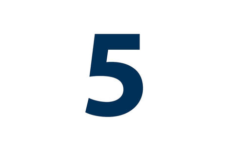 The number "five" can be seen in blue on a white background.