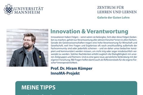 Poster des Projektes Innovation & Verantwortung von Professor Doktor Hiram Kümper.