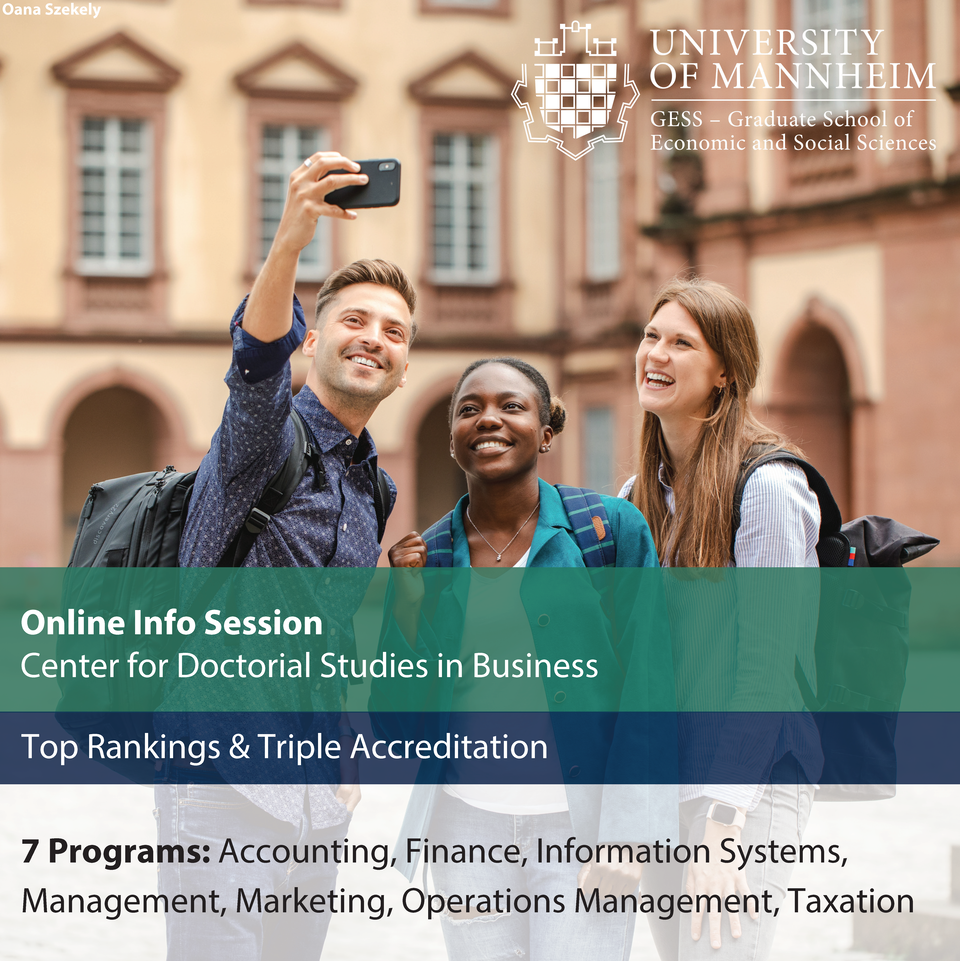 You can see an information sheet of the Graduate School on which various people are depicted and in the lower section there is information on the courses offered.