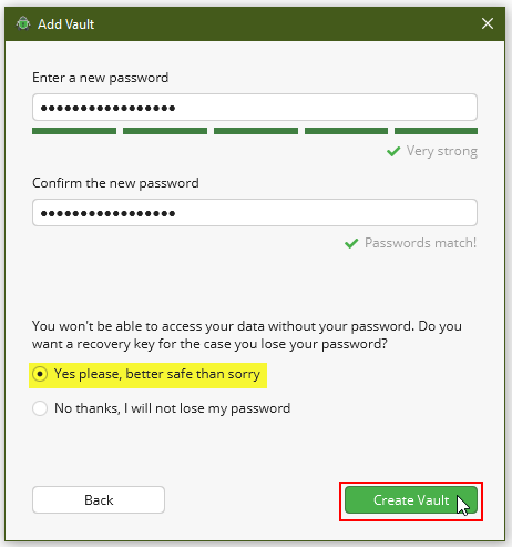 Screenshot Choose a password