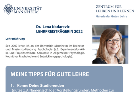 Meine Tipps für gute Lehre von Doktor Lena Nadarevic.